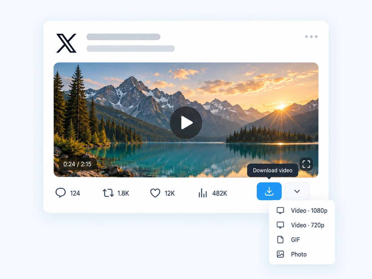 The download icon and menu on an X post