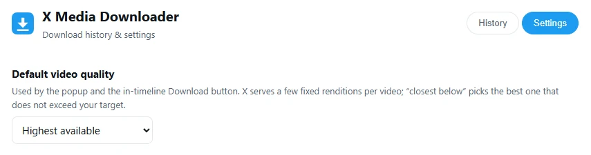The Default video quality setting set to Highest available